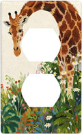 Giraffe Single Duplex Receptacle Outlet Cover Wall Plate Decorative 1 Gang Light Switch Covers Electrical Switchplate Home Decorate Faceplat for Bathroom Bedroom Kitchen Room 4.5 x 2.76 Inch