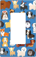 Cute Animal Dogs Puppy Decorative Outlet Cover Single Rocker Light Switch Plate Cover Electricity Receptacles Plates For Home Kitchen Living Bedroom 4.6 * 2.8