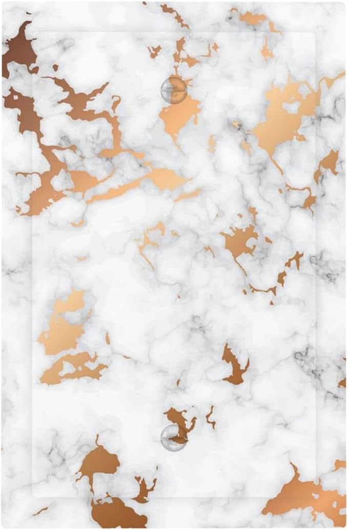 Lexury White Red Golden Marble 1 Gang No Device Wall Plate Decorative Blank Light Switch Cover Switchplate Electrical Faceplate for Bathroom Home Bedroom Art Decor