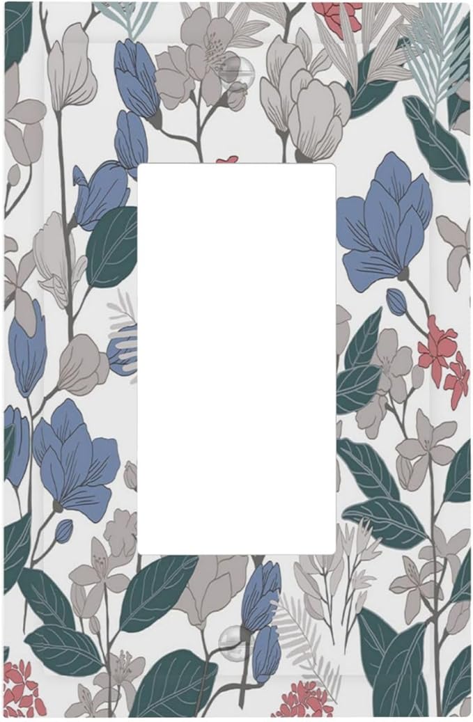 Decorative Outlet Covers Boho Green Leaf Floral Combination 1 Gang Single Decora GFCI Device Light Switch Cover Plate 1 Rocker Wall Plate Jumbo Switch Plate Cover for Bathroom Bedroom Decor