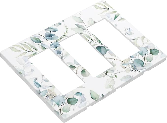 Green Spring Eucalyptus Leaf Tree 3 Gang Triple Rocker/Decorator Light Switch Wall Plate Cover Decorative GFCI Electrical Faceplate Switchplate Dimmer