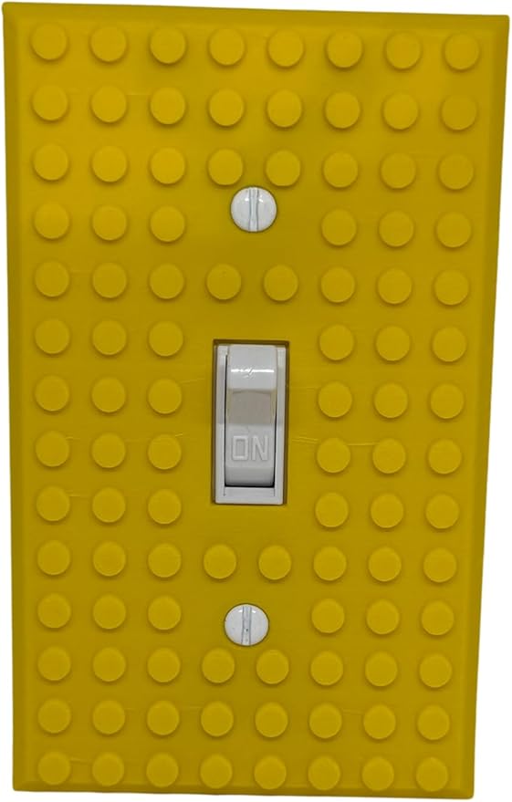 Brick Wall Plate, Single Toggle Light Switch Cover for Kids Bedroom, Game Room, 1-Gang (Yellow)