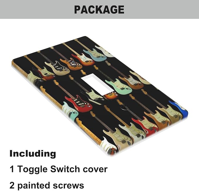 Modern Guitar Light Switch Cover Plates Music Rock And Roll Guitar Musical Single Toggle Wall Plate 1 Gang Lightswitch Cover Home Decorative Office 4.5"x 2.76"