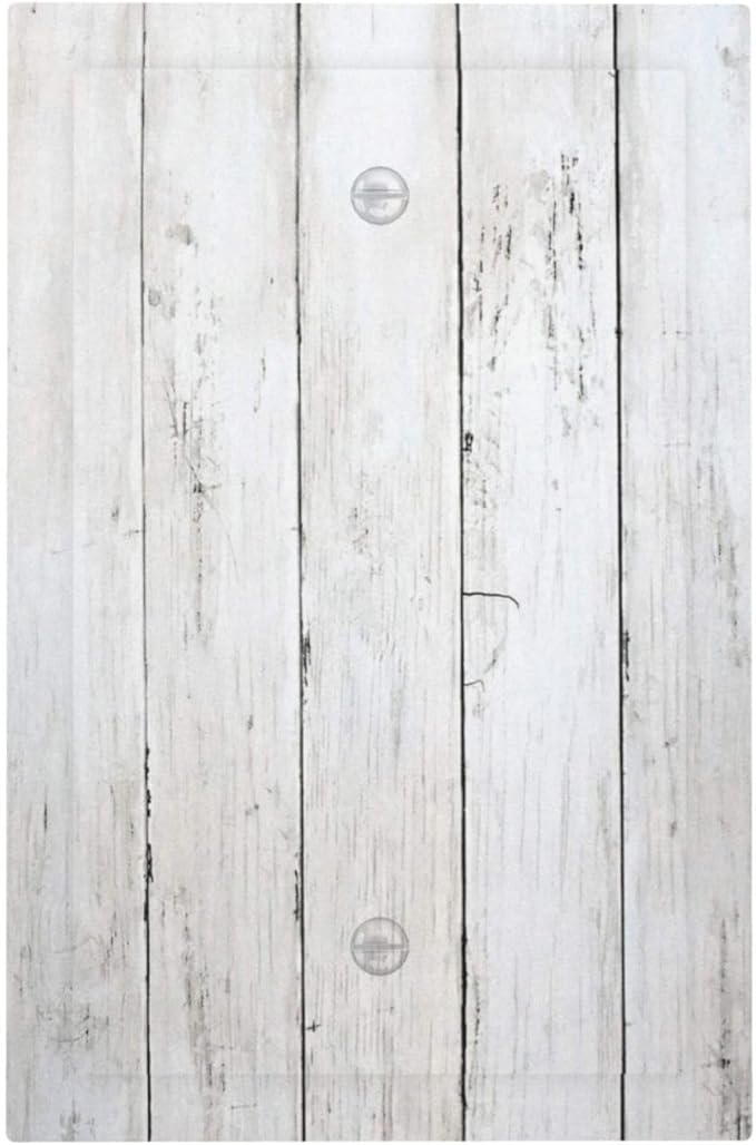 Modern Rustic Wood White Oak Print Light Switch Cover Plate 1 Gang No Device Blank Electrical Wall Plates Faceplate Decorative Switch Plate Covers for Farmhouse Home Decor