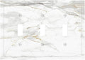 White Marbling Golden Stream Lines Print Decorative Switch Plates 3 Gang Wall Plate Triple Toggle Light Switch Cover Faceplate Electrical Wall Panels for Bathroom Kitchen Decor