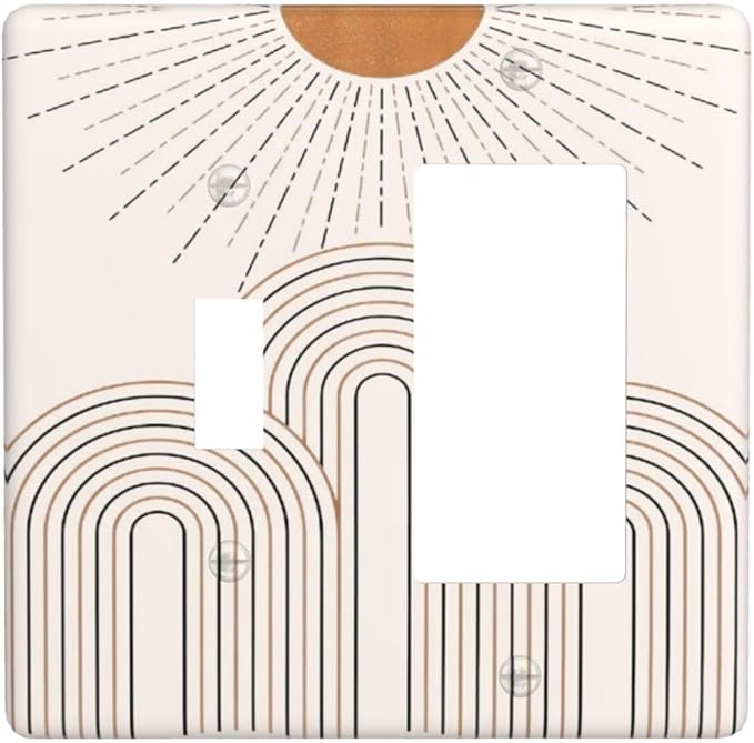 Decorative Outlet Covers Mid Century Gold Sun Minimalist Arch Line Castle 2 Gang 1 Gang Wall Plate Cover Single Toggle Rocker Combo Light Switch Plate Covers Jumbo Switch Cover