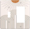 Decorative Outlet Covers Mid Century Gold Sun Minimalist Arch Line Castle 2 Gang 1 Gang Wall Plate Cover Single Toggle Rocker Combo Light Switch Plate Covers Jumbo Switch Cover