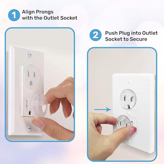 BABY PROOF ME 48 Pack Outlet Covers Baby Proofing, Provide Shock Prevention and Easy Installation, Safe and Secure Plastic Plug Covers for Power Sockets (48 Outlet Covers)