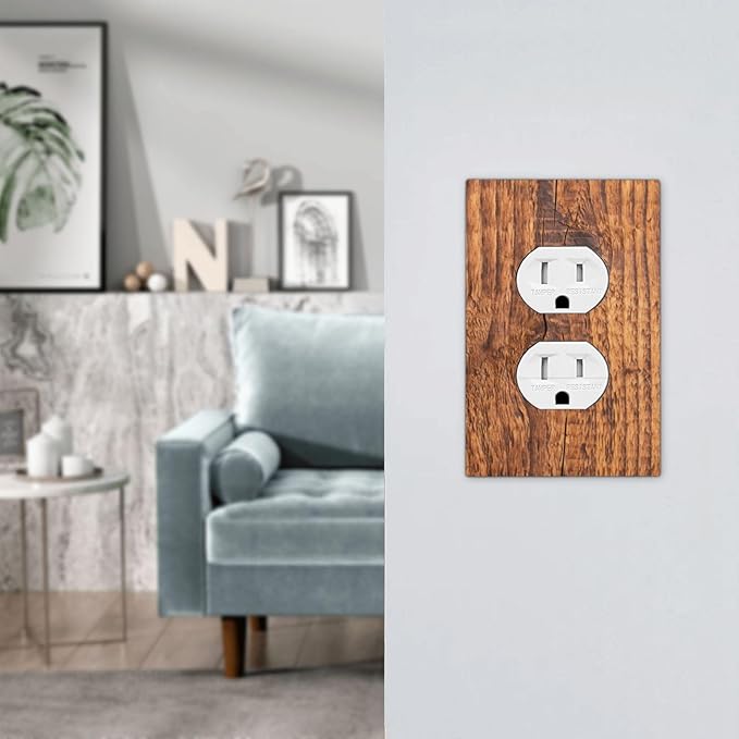 Brown Wood Grain Rustic Natural Burl Print Outlet Covers 1 Gang Duplex Light Switch Cover Decorative Switch Plates Electrical Receptacle Faceplate Wall Plate for Farmhouse Home Decor