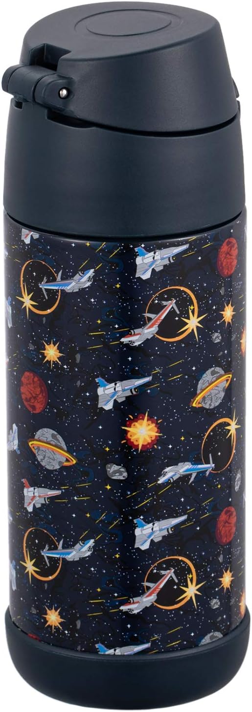 Snug Insulated Kids Water Bottle with Straw & Spout – Double-Wall Stainless Steel, Leakproof, Easy-Flip Lid – For School, Travel, Toddlers & Big Kids - Space Wars, 12oz