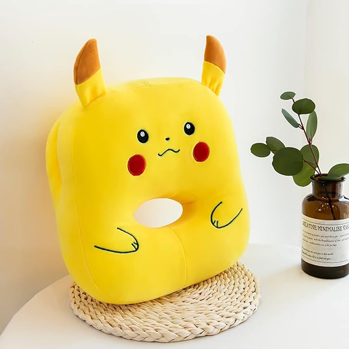 Plush Stuffed Cute Napping Toy Pillow for Kids Girls, Neck Support Foam Memory Sleeping Pillows, Office Neck Pillow for Cervical Pain Relief Yellow Pika