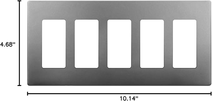ENERLITES Elite Series Screwless Decorator Wall Plate Child Safe Outlet Cover, Gloss Finish, Size 5-Gang 4.68" H x 10.14" L, Unbreakable Polycarbonate Thermoplastic, SI8835-SG, Space Gray