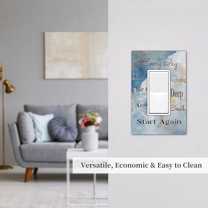 Decorative Outlet Covers Motivational Quotes Blue Abstract Texture 1 Gang Rocker Light Switch Cover Plate Single Wall Plates for Electrical Switch Plate Covers Faceplate for Home Decor