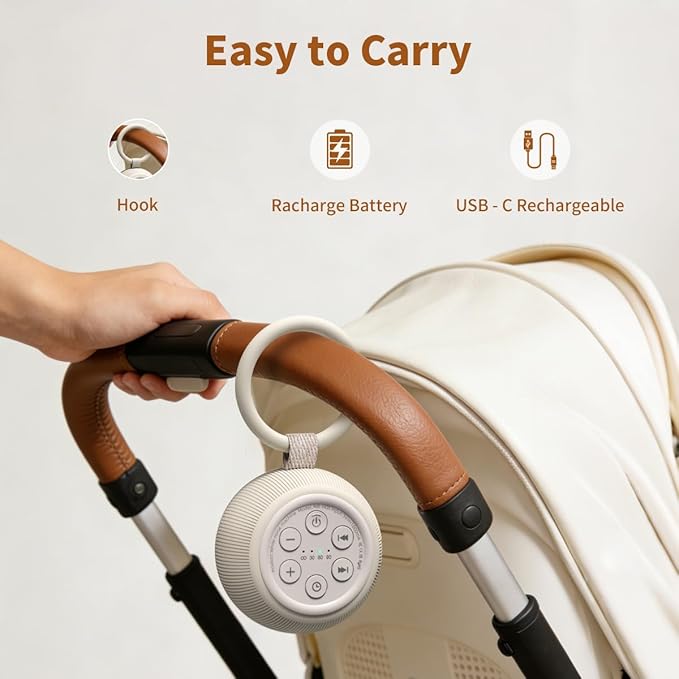 Portable Travel Sound Machine White Noise Machine 40h Battery Brown Noise Machine 30 Soothing Sounds & Hushing Sound for Baby 4 Timers Memory Function 32 Adjustable Volume for Kids Adults Home Office