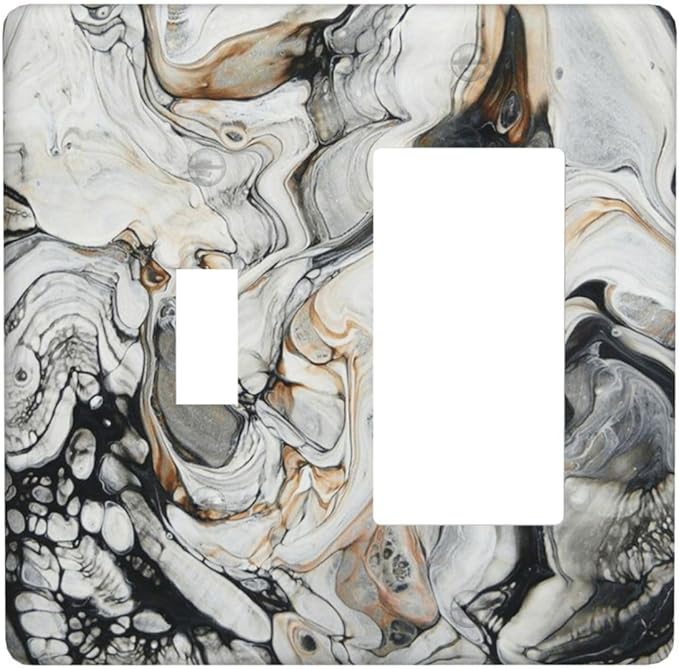 Black Gold Marble Texture Modern Abstract Print Outlet Covers 1 Toggle 1 Rocker Combination Decorative Wall Plate Electrical Switch Plates Light Switch Cover Plate for Bathroom Kitchen Decor