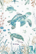 Sea Turtle Ocean Starfish Fish Coral Pearl Decorative Light Switch Cover 1 Gang Single Toggle Device Electrical Faceplate Switchplates Decorator Outlet Wall Plate for Bathroom Kids Room Decor