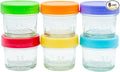 WeeSprout Glass Baby Food Storage Jars w/Lids (4 oz, 6 Pack Set) Snack, Puree, Reusable Small Containers, Breast Milk, Fridge or Freezer, Microwave & Dishwasher Safe, Essential Must Have for Infants