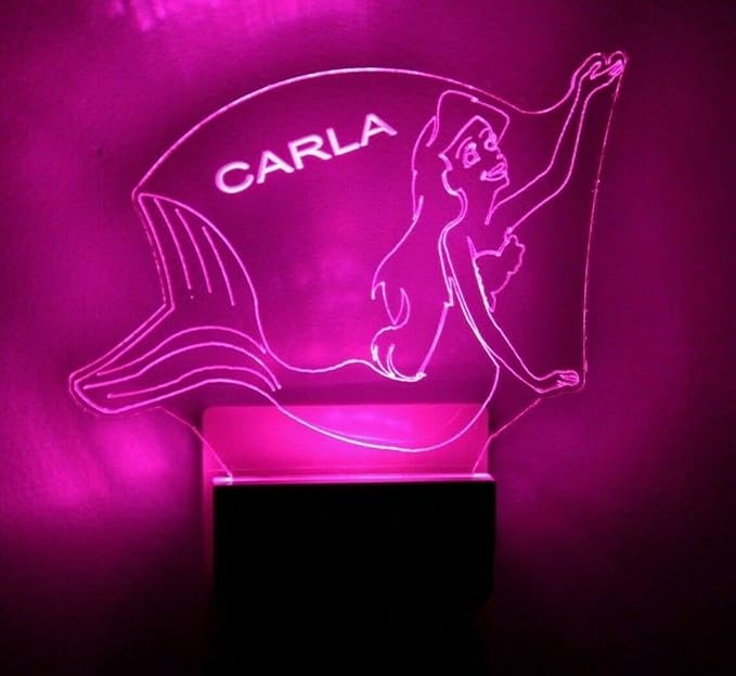 MIRROR MANIA Night Light Multi Color Personalized LED Plug-in, Ultra-Slim Touch Night Light Smart Dusk to Dawn Sensor, Kids Children's Bedroom Kitchen Bathroom Hallway Play Room Variations (Mermaid)