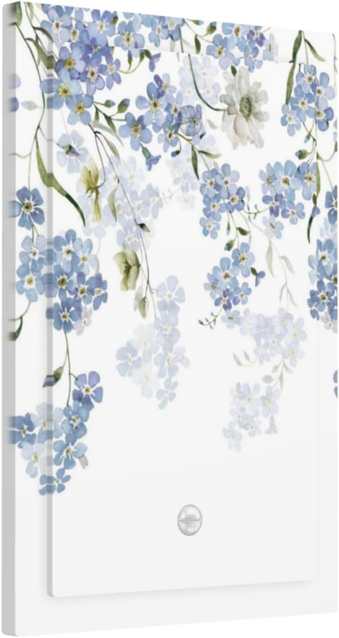 Hydrangea Blue Flowers Watercolor Floral Light Switch Cover Plate 1 Gang No Device Blank Electrical Wall Plates Faceplate Decorative Switch Plate for Bed Room Living Room Decor