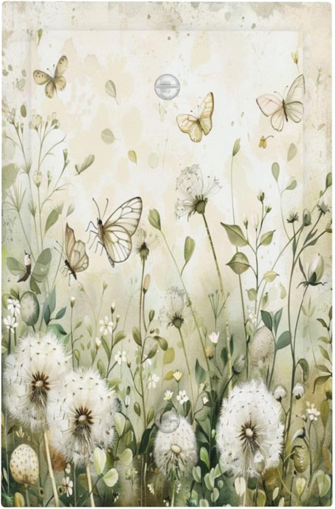 Light Switch Cover Watercolor Butterflies Dandelions Wildflowers Decorative Switch Plates 1 Gang Blank No Device Outlet Covers Electrical Wall Plates for Bathroom Bedroom Decor