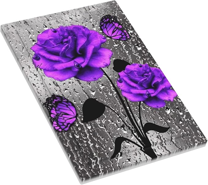 Purple Rose Butterfly Decorative 1 Gang No Device Blank Wall Plate Oversize Flower Floral Blossom Lover Valentine Art Electric Unused Receptacle Decorator/Gfci Light Outlets/Switches Face Plate Cover