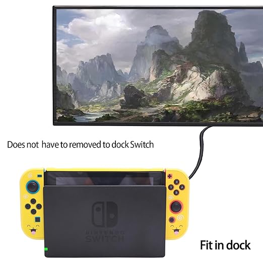 GUTIAL Accessories Bundle for Nintendo Switch - Cute Kawaii NS Accessories kit for Grils Boys Kids with Travel Carrying Case and Cartoon Dockable Cover Case, Screen Protector, Stand - Yellow