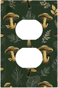 Decorative Outlet Covers Cute Gold Mushtroom Green Plant Leaf 1 Gang Duplex Light Switch Cover Plate Unique Wall Plates for Electrical Outlets Switch Plate Covers for Bedroom Decor