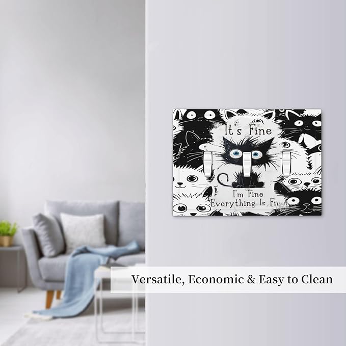Funny Black Cat Inspirational Quotes Patterns Decorative Switch Plates 3 Gang Wall Plate Triple Toggle Light Switch Cover Faceplate Electrical Wall Panels for Kids Room Nursery Decor