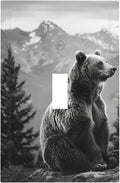 Light Switch Cover Plate Black White Bear Mountain Pine Trees Wilderness 1 Gang Single Toggle Decorative Switch Plates Wall Plates Electrical Faceplate for Bathroom Bedroom Decor