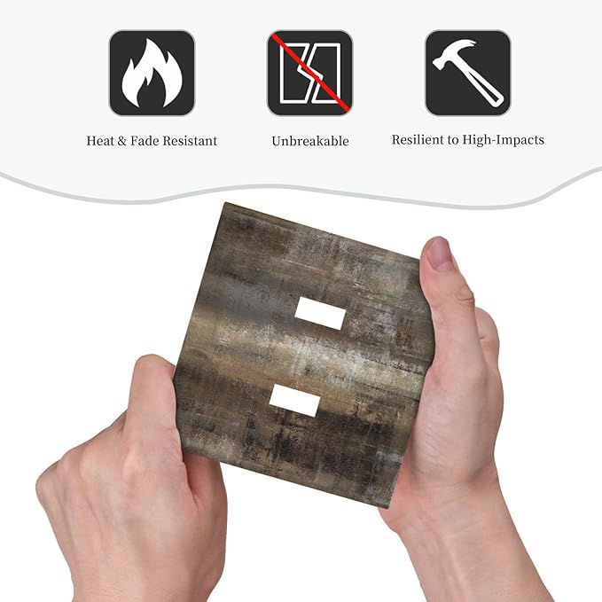 Light Switch Cover Plate Tan Brown Rustic Abstract Wood Vintage Wooden 2 Gang Double Toggle Decorative Switch Plates Plug Cover Wall Plates Electrical Faceplate for Farmhouse Home Decor