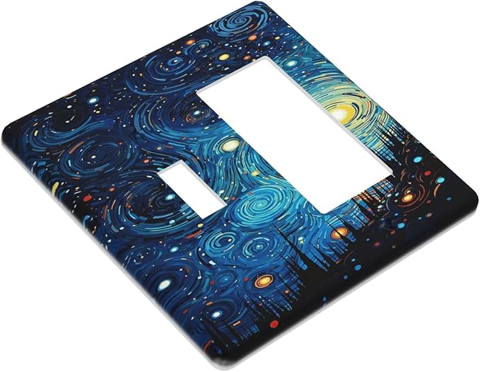 Outlet Covers Abstract Starry Night Style 1 Toggle 1 Rocker Combo Light Switch Cover Plate Decorative Switch Plate Covers Electrical Wall Plate for Home living Room Decor