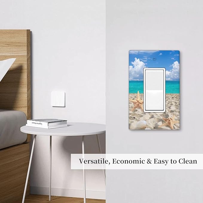 Beach Blue Ocean Single Gang Rocker Light Switch Cover Plates Decorative Outlet Covers, 1 Gang Rocker Wall Plate