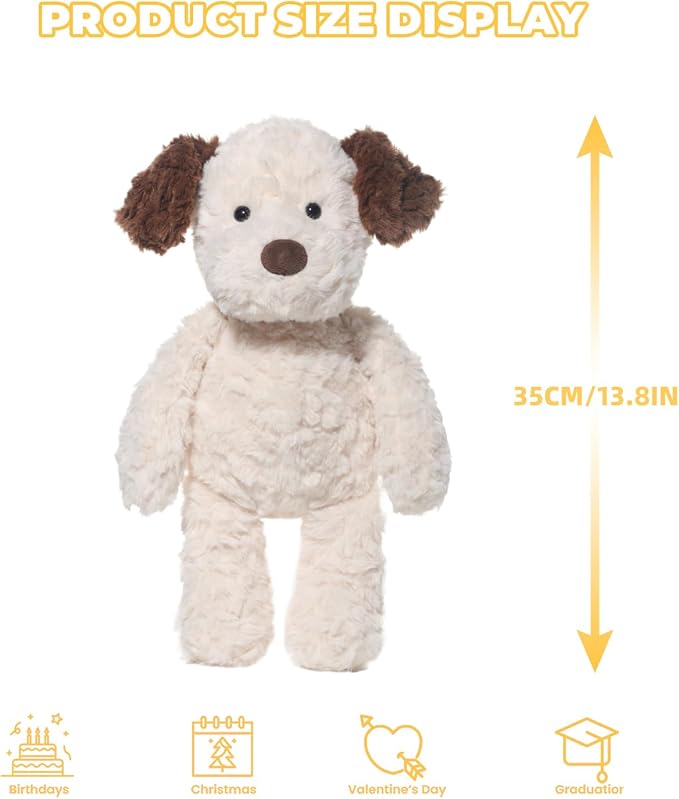 Stuffed Animals Dog Jack Russell Terrier Dog Plush Toys 13.8 inches Soft and Comfort Dog Plush Toy Gift for Kids, Brown/White