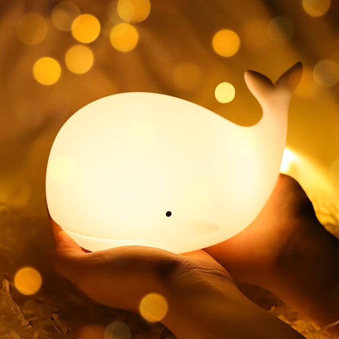ZKLiLi Night Light for Kids Lamp, 16 Colors Lamp Cute, Dimmable Baby Night Lights for Nursery,Silicone Rechargeable Nightlight for Kids Room, Kawaii Room Decor (Whale)