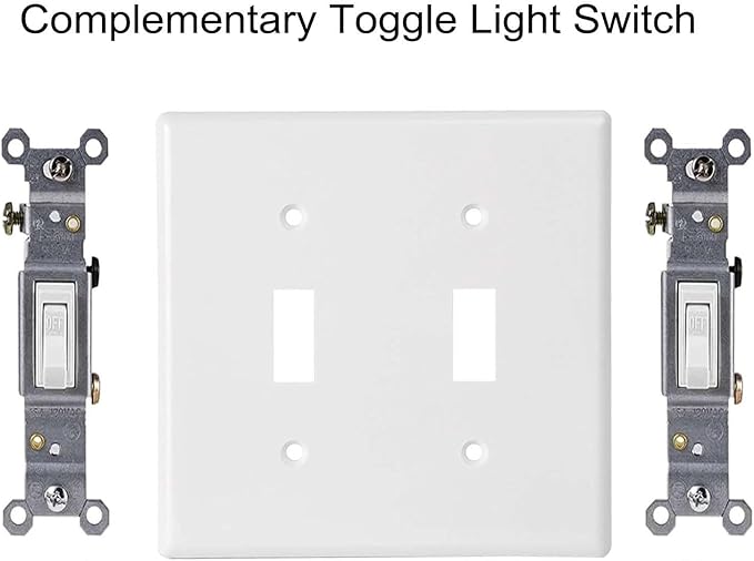 Toggle Light Switch Wall Plates 2-Gang Switch Electrical Cover Plate Unbreakable Thermoplastic Faceplate, White (4 Pack)