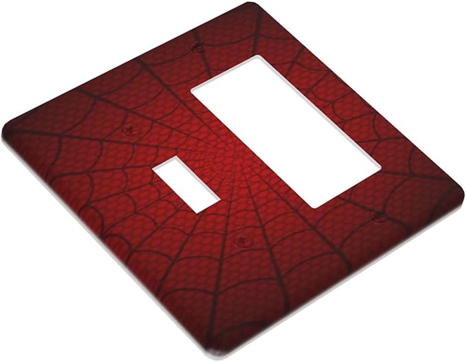 Light Switch Cover Red Black Spider Web 2 Gang Toggle Rocker Combo Socket Cover Wall Plates Decorative Switch Plates and Outlet Covers for Kids Room Home Decor