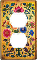 Decorative Art Light Switch Covers ColorFul Blooms 1 Gang Single Duplex Outlet Wall Plate Switchplate Electrical Faceplate for Home Decor