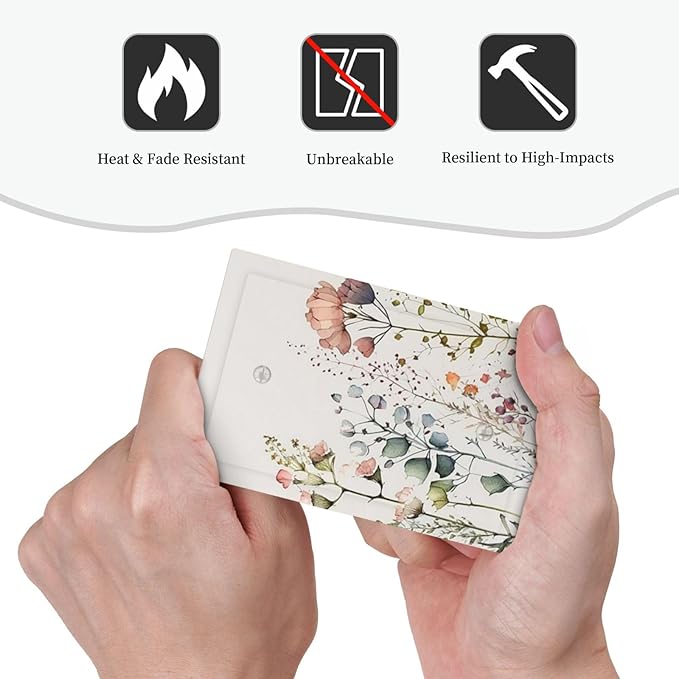 Country Beige/Blue/Aqua/Pink Flower Watercolor Floral Blossom 1-Gang Blank Wallplate Colorful Blossom Pretty Wildflower Electric Unused Device Receptacle Outlet Covers Decorative Light Switch Cover