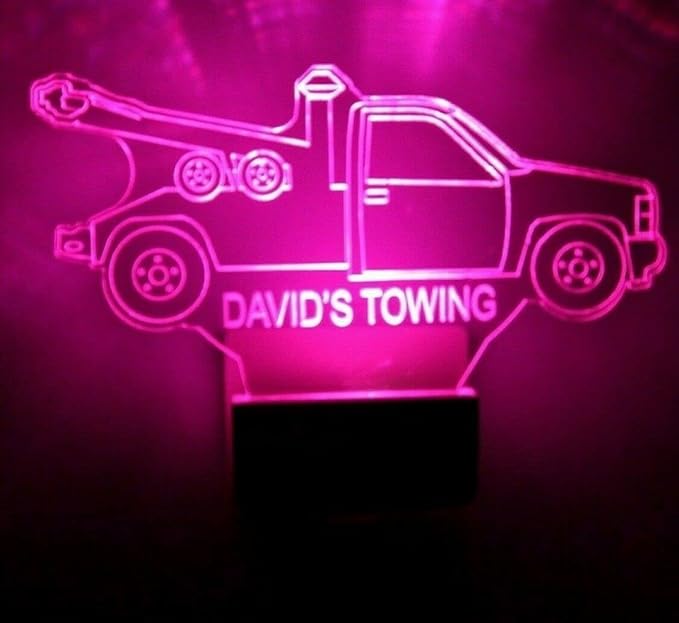 Night Light Multi Color Personalized LED Plug-in, Ultra-Slim Touch Night Light Smart Dusk to Dawn Sensor, Kids Children's Bedroom Kitchen Bathroom Hallway Play Room Variations (Tow Truck)