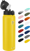 Fanhaw 32 oz Insulated Stainless Steel Water Bottle with Straw Lid, Leakproof Sports Bottle for Men, Women & Teens (Yellow)