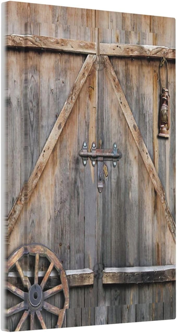 Rustic Kitchen Barn Door Wooden Wood Vintage Farm Wooden Country Plank Cabin Board 1-Gang No Device Blank Wallplate Jumbo Size Unused Outlet and Light Switch Cover Decorative Plug Face Plate Cover