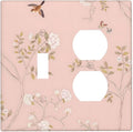 Pink Background Flowers Bird Butterflies Floral Wallplates 1 Toggle 1 Duplex Switch Plate Electrical GFCI Faceplate Decorative Light Switch Covers for Bedroom Living Room Decor