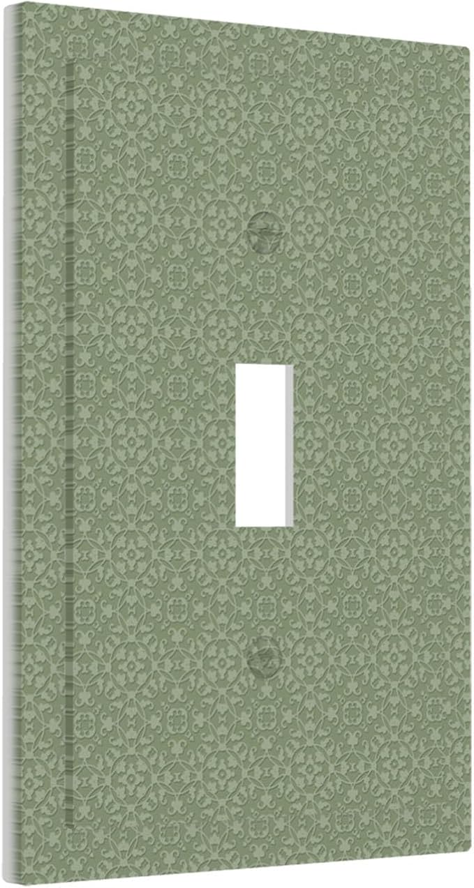 Sage Green Textured 1-Gang Toggle Light Switch Plate, Minimalist Botanical Weave Modern Farmhouse Linen Texture Decorative Wall Plate for Neutral Decor