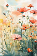 Vintage Red Orange Yellow Poppy Floral Flowers Light Switch Cover Plate 1 Gang No Device Blank Electrical Wall Plates Faceplate Decorative Switch Plate Covers for Bedroom Living Room Decor