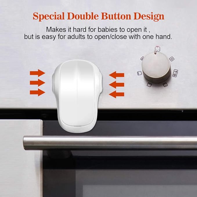 EUDEMON Child Safety Heat-Resistant Oven Door Lock, Oven Front Lock for Kids Easy to Install, Use Adhesive,No Screws or Drill (1 Pack,White)(ONLY for Flat Surface)