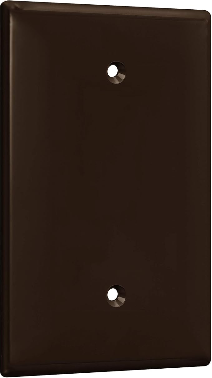 ENERLITES Blank Device Wall Plate, Gloss Finish, Mid-Size Blank Outlet Covers, 1-Gang 4.88" x 3.11", Unbreakable Polycarbonate Thermoplastic, UL Listed, 8801M-BR-10PCS, Brown (10 Pack)