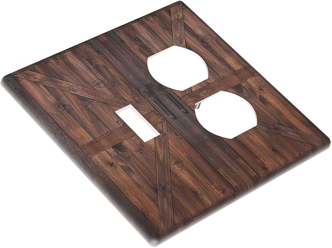 Decorative Outlet Covers Rustic Barn Doors Vintage Brown Wood Plank 2 Gang Wall Plate Single Toggle Duplex Light Switch Cover Switch Plate Covers Faceplate for Farmhouse Home Decor