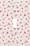 Pink Ditsy Floral 1-Gang Toggle Light Switch Plate, French Country Petite Floral Vintage Shabby Chic Decorative Wall Plate for Girls Room