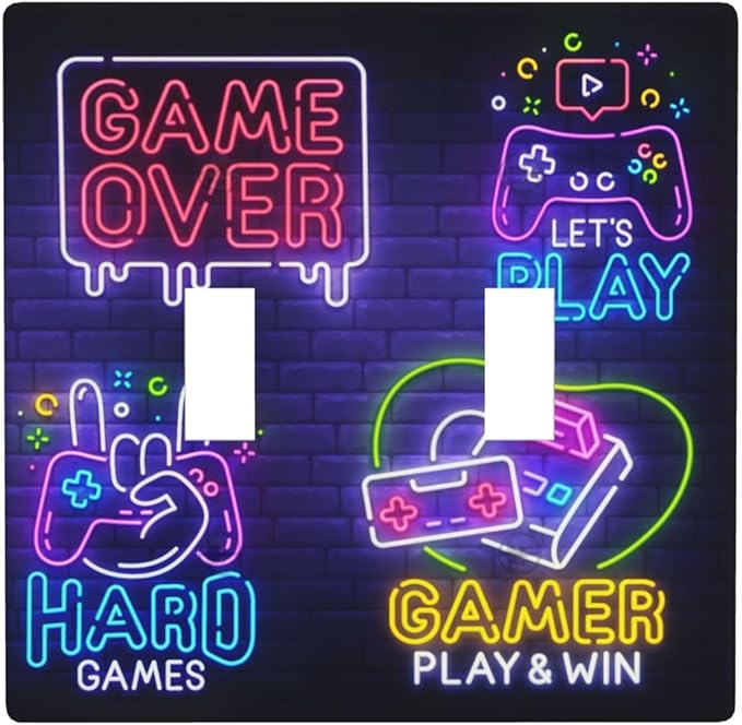 Games Funny Double Light Switch Cover Plates Decorative 2 Gang Wall Plate Double Toggle Lightswitch Cover