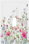 Decorative Light Switch Cover Boho Colorful Flowering Plant Wild Flower 1 Gang Single Toggle Device Electrical Faceplate Switchplates Decorator Outlet Wall Plate For Bed Room Living Room